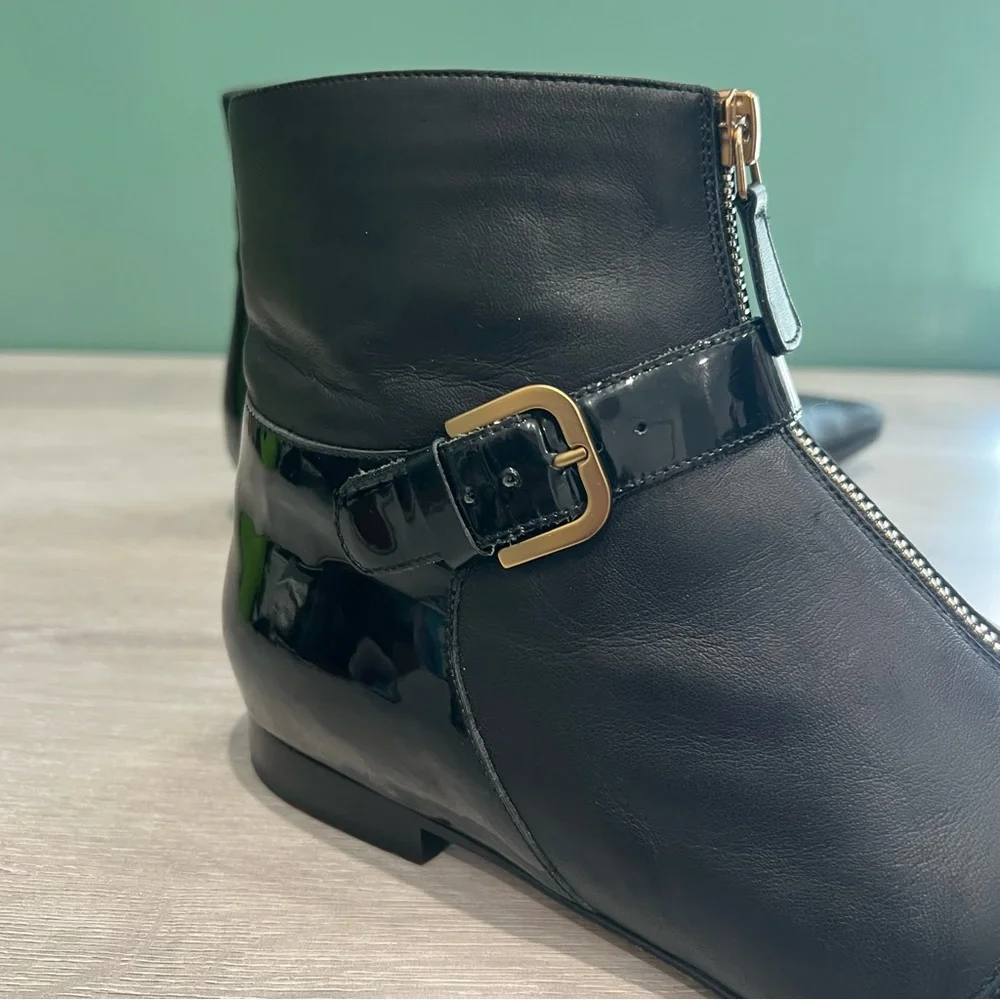 CHANEL black leather